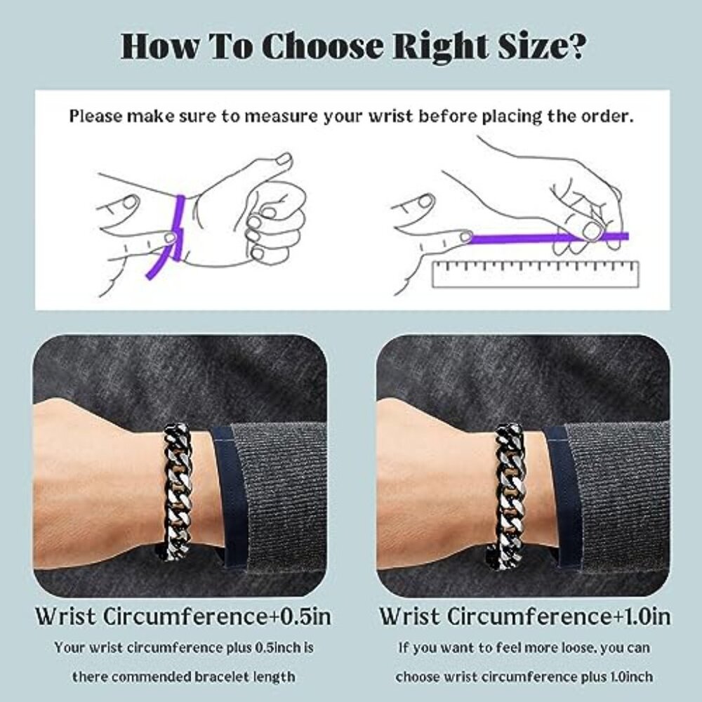 Men's Titanium Steel Cuban Link Bracelet 7.5-9 Inch Diamond Cut - Picture 7 of 8
